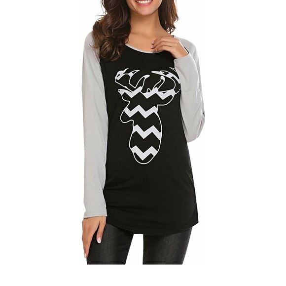 Women long sleeve reindeer Christman Tshirt size M - Picture 1 of 4